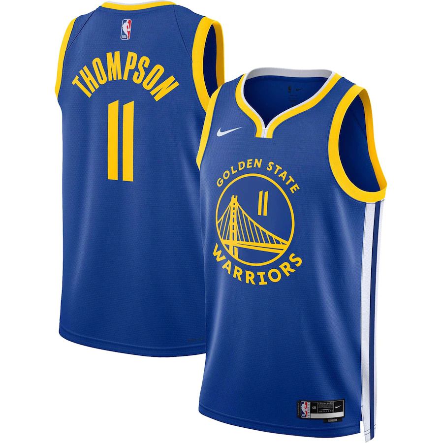 Men Golden State Warriors #11 Klay Thompson Nike Royal 2022-23 Swingman NBA Jersey